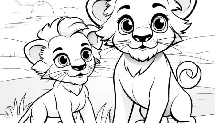 Animated Baby Tigers Coloring Pages