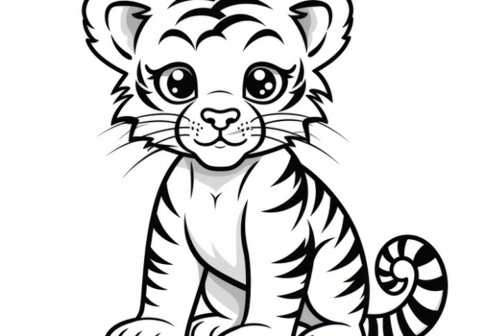 Animated baby tigers coloring pages