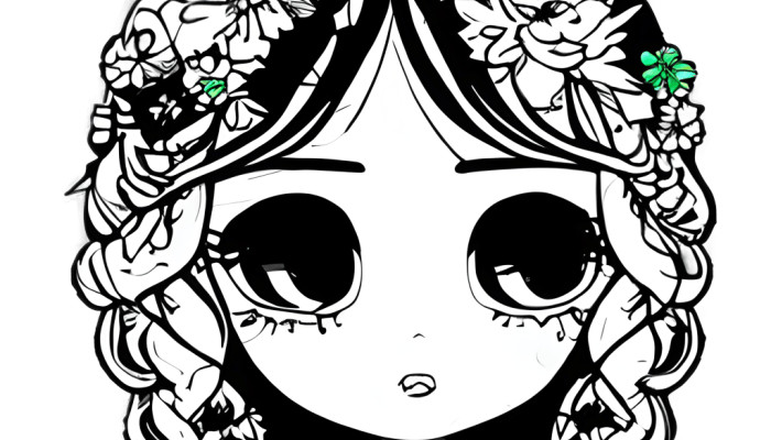 Anime Flower Petals in Hair Coloring Page