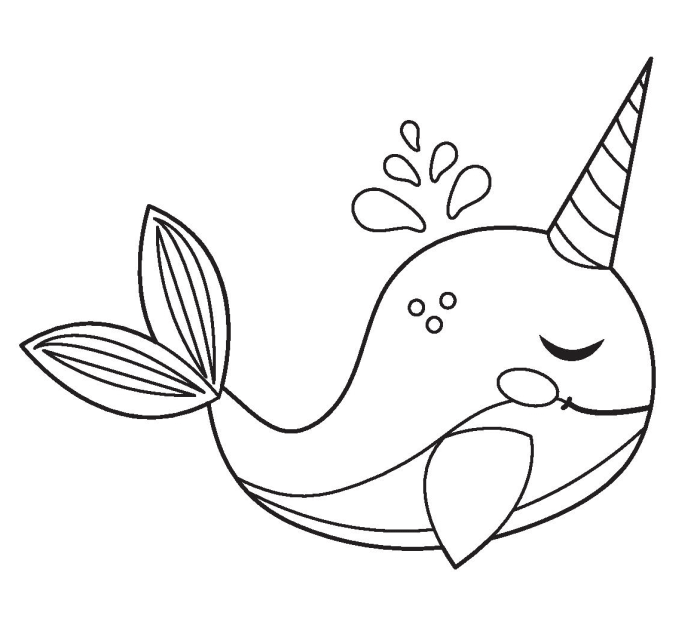 Coloring pages animals narwhale