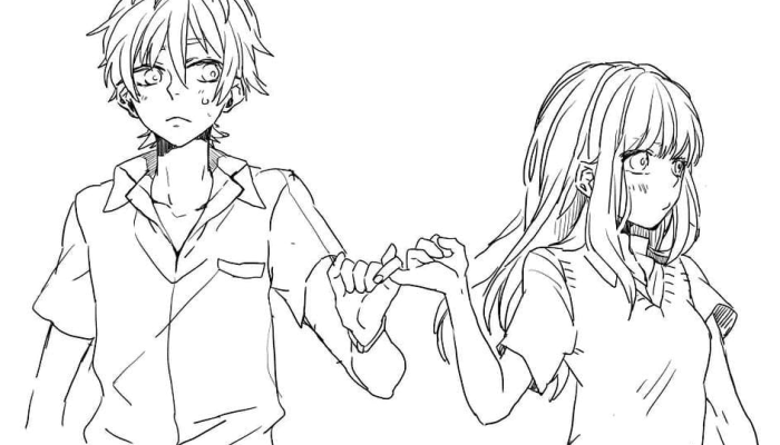 Anime Couple Holding Hands Coloring Page