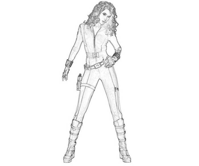 Anime black widow coloring pages