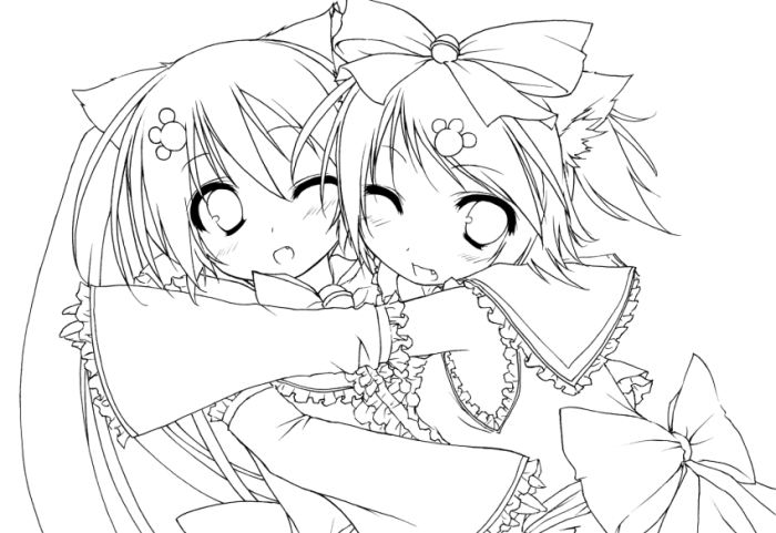 Anime coloring pages cute girls