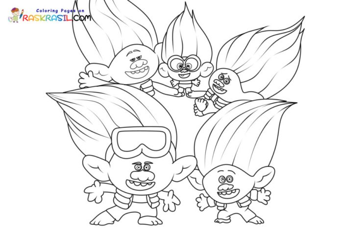 Trolls coloring color pages print kids children