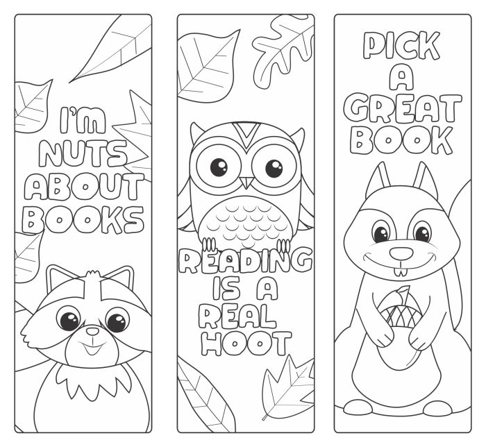 Cute animal coloring bookmarks