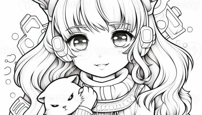 Anime Coloring Pages Cute Girls