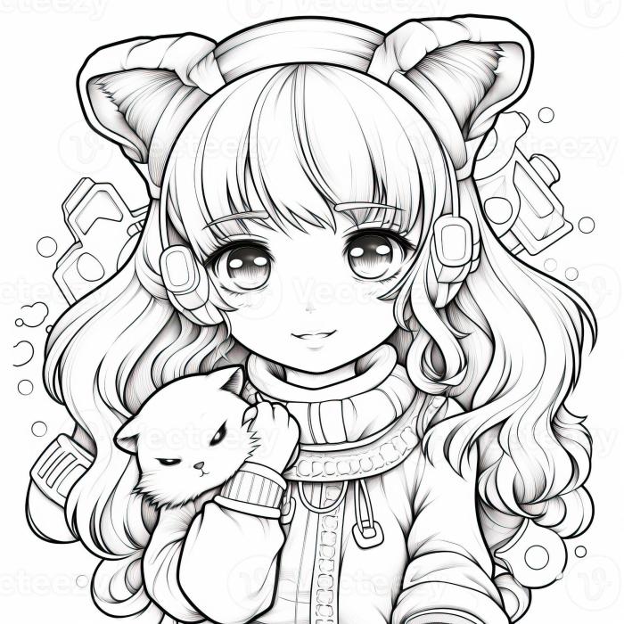 Anime coloring pages cute girls