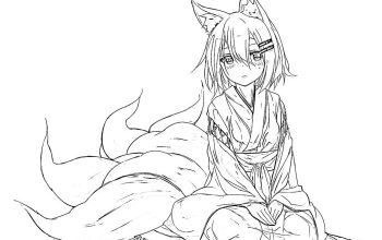 Fox cute anime coloring pages