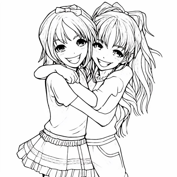 Anime bff coloring page