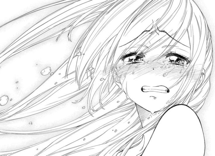 Anime coloring page crying