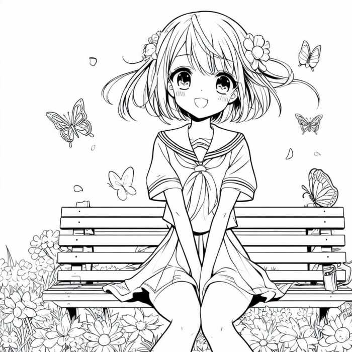 Cute coloring pages for girls anime