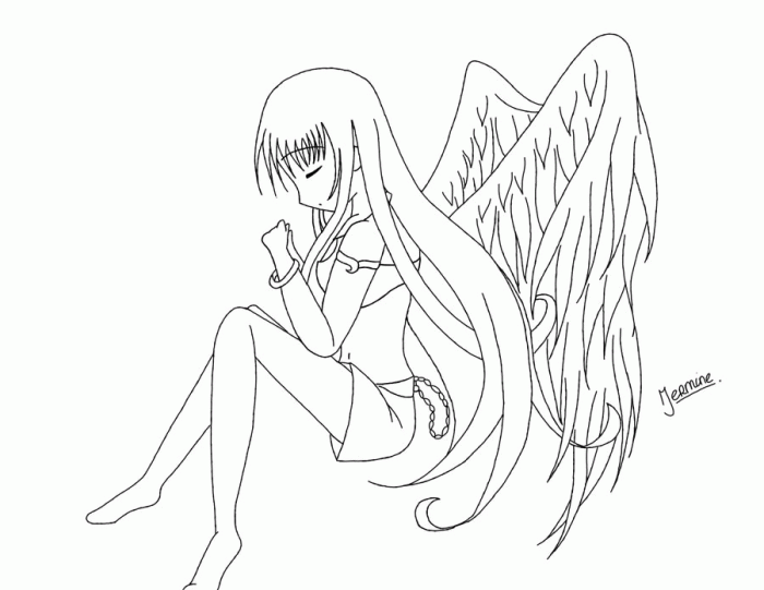 Anime angel wolf coloring pages