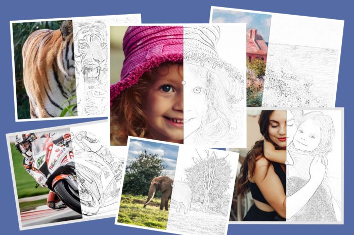 Create coloring book pages from photos