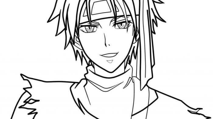 Anime half body boy coloring pages