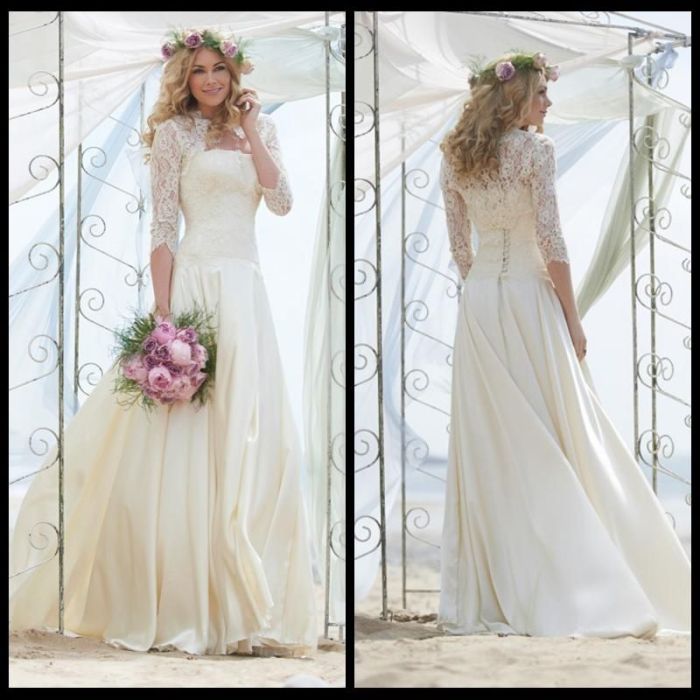 Beach long sleeve wedding dress