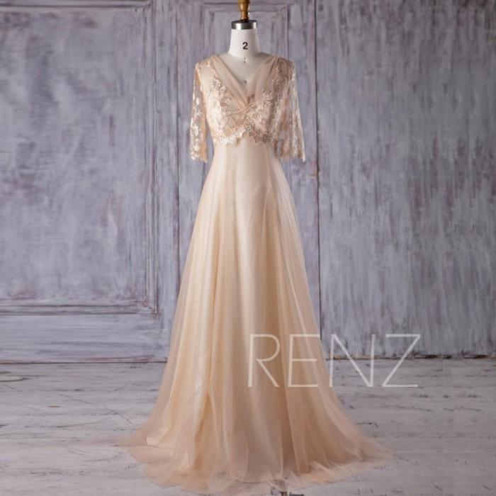 Beige dress for wedding