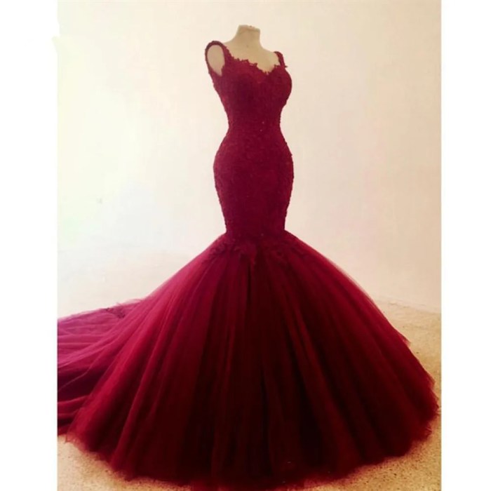 Mermaid wedding dress red