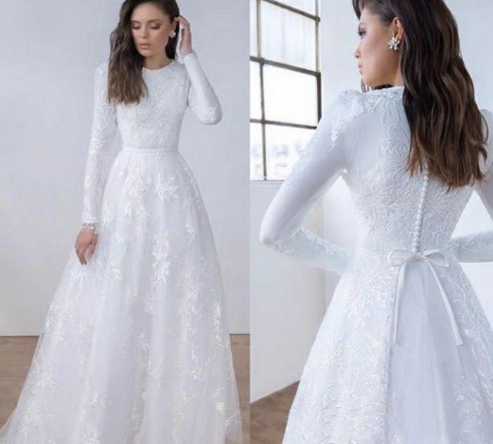 Long sleeve modest wedding dress