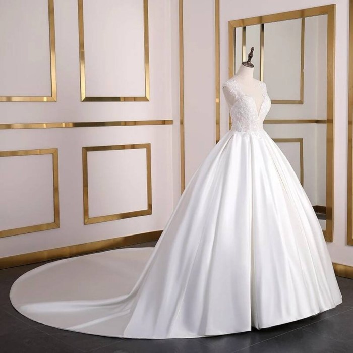 Satin with lace wedding dress