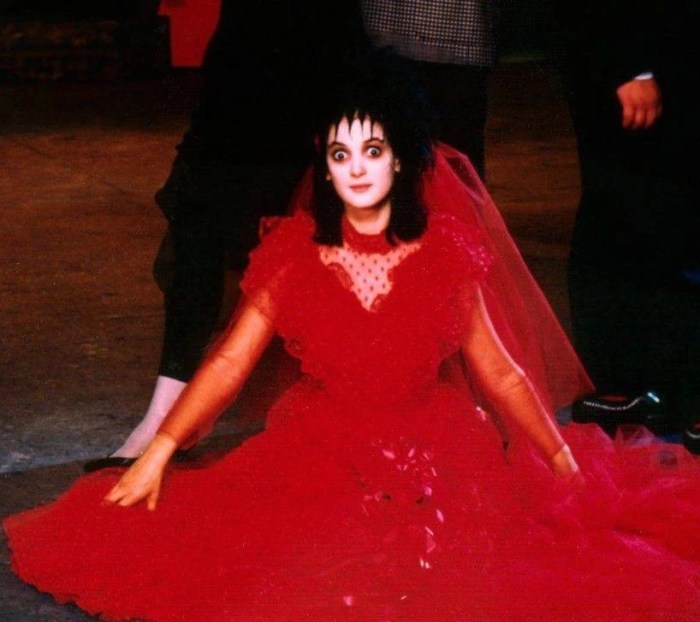 Lydia deetz red wedding dress