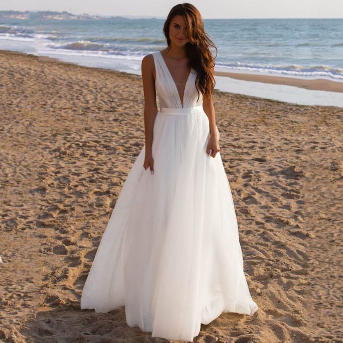 Beach dresses ceremony seaside brides