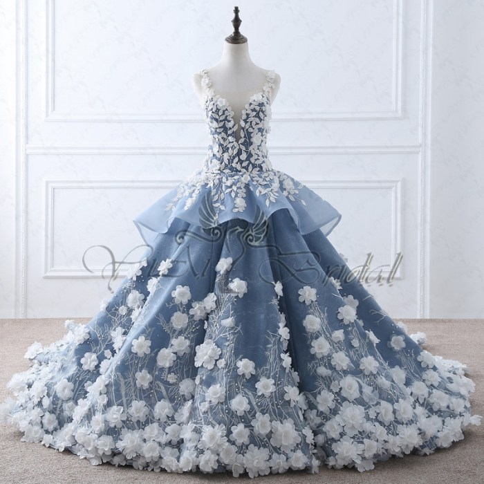 Royal blue color wedding dress