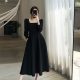 Long sleeve black wedding dress