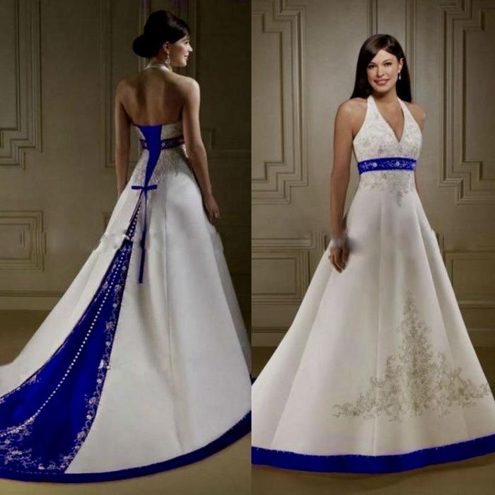 Royal blue and black wedding dress